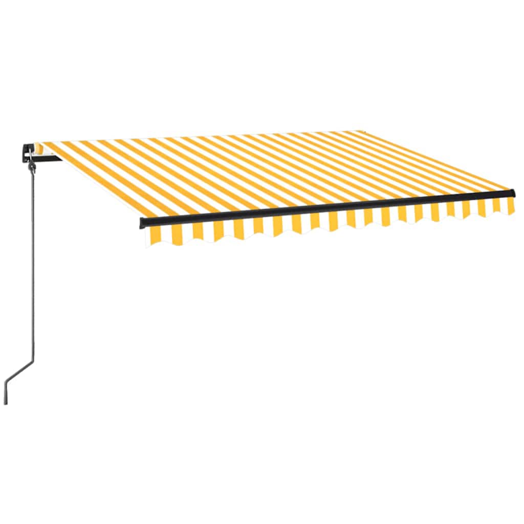 vidaXL Manual Retractable Awning with LED 350x250 cm Yellow and White