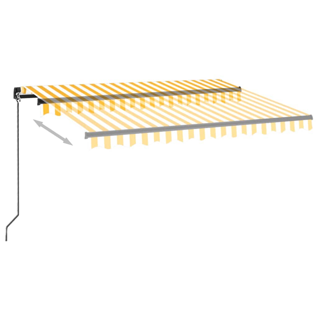 vidaXL Manual Retractable Awning with LED 350x250 cm Yellow and White