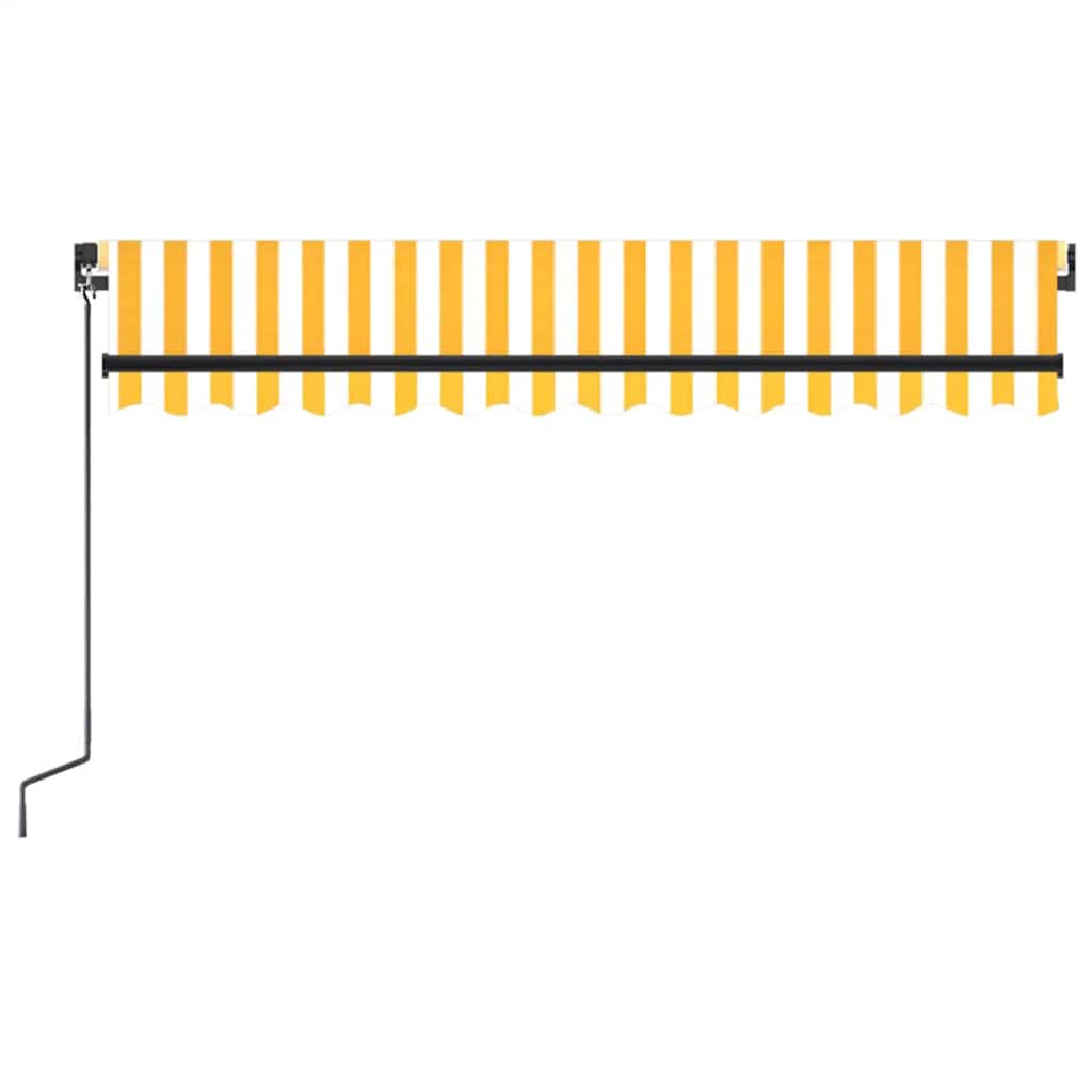 vidaXL Manual Retractable Awning with LED 350x250 cm Yellow and White