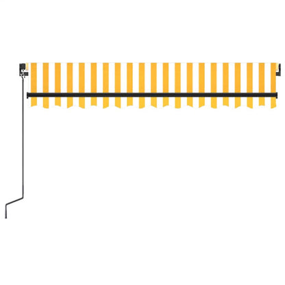 vidaXL Manual Retractable Awning with LED 350x250 cm Yellow and White