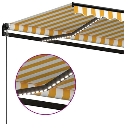 vidaXL Manual Retractable Awning with LED 350x250 cm Yellow and White