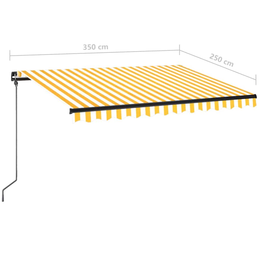 vidaXL Manual Retractable Awning with LED 350x250 cm Yellow and White