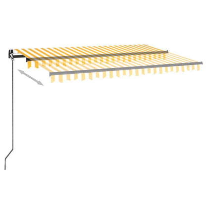 vidaXL Manual Retractable Awning 450x300 cm Yellow and White