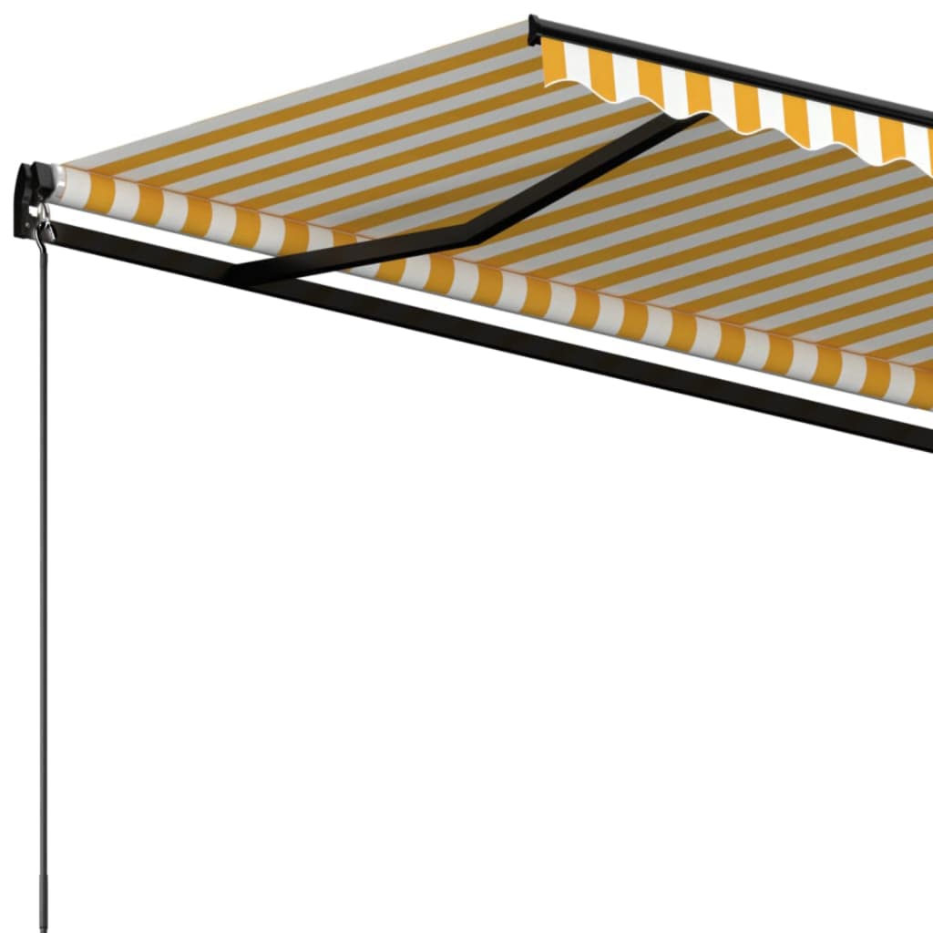 vidaXL Manual Retractable Awning 450x300 cm Yellow and White
