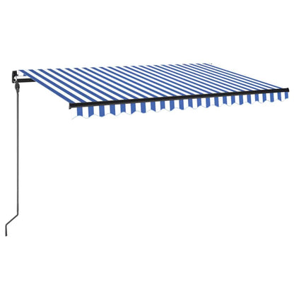 vidaXL Manual Retractable Awning with LED 450x300 cm Blue and White