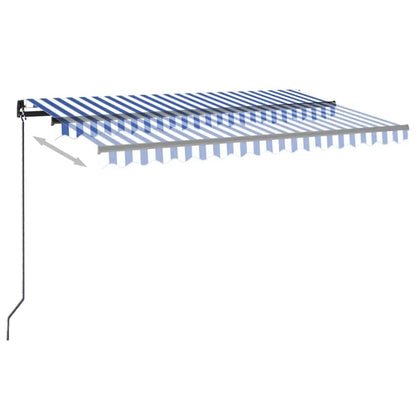 vidaXL Manual Retractable Awning with LED 450x300 cm Blue and White