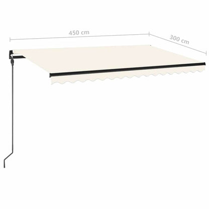 vidaXL Manual Retractable Awning with LED 450x300 cm Cream