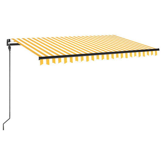 vidaXL Manual Retractable Awning with LED 450x300 cm Yellow and White