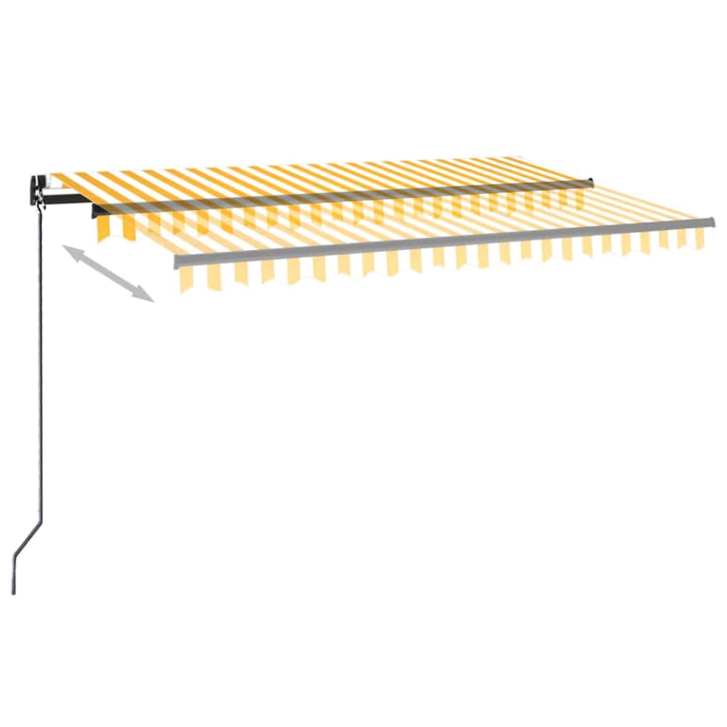 vidaXL Manual Retractable Awning with LED 450x300 cm Yellow and White