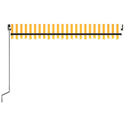 vidaXL Manual Retractable Awning with LED 450x300 cm Yellow and White