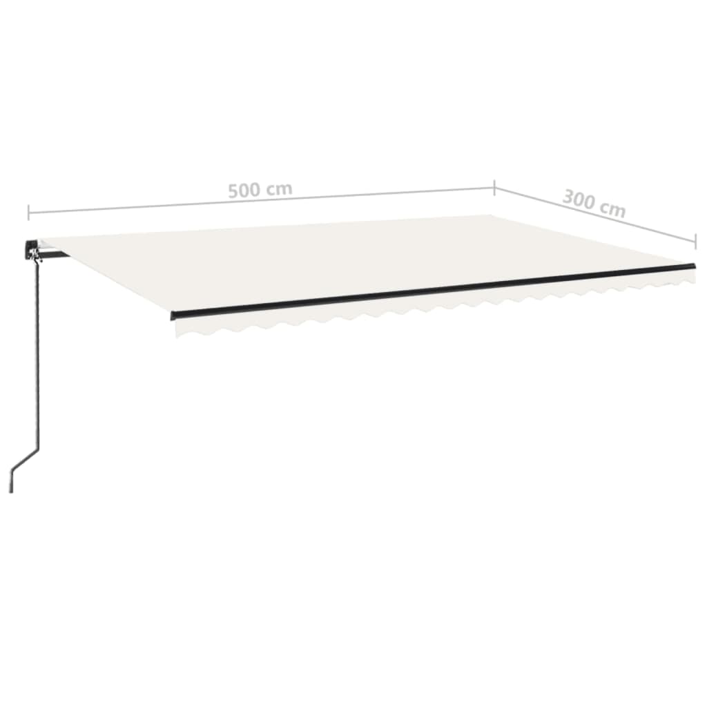 vidaXL Manual Retractable Awning 500x300 cm Cream