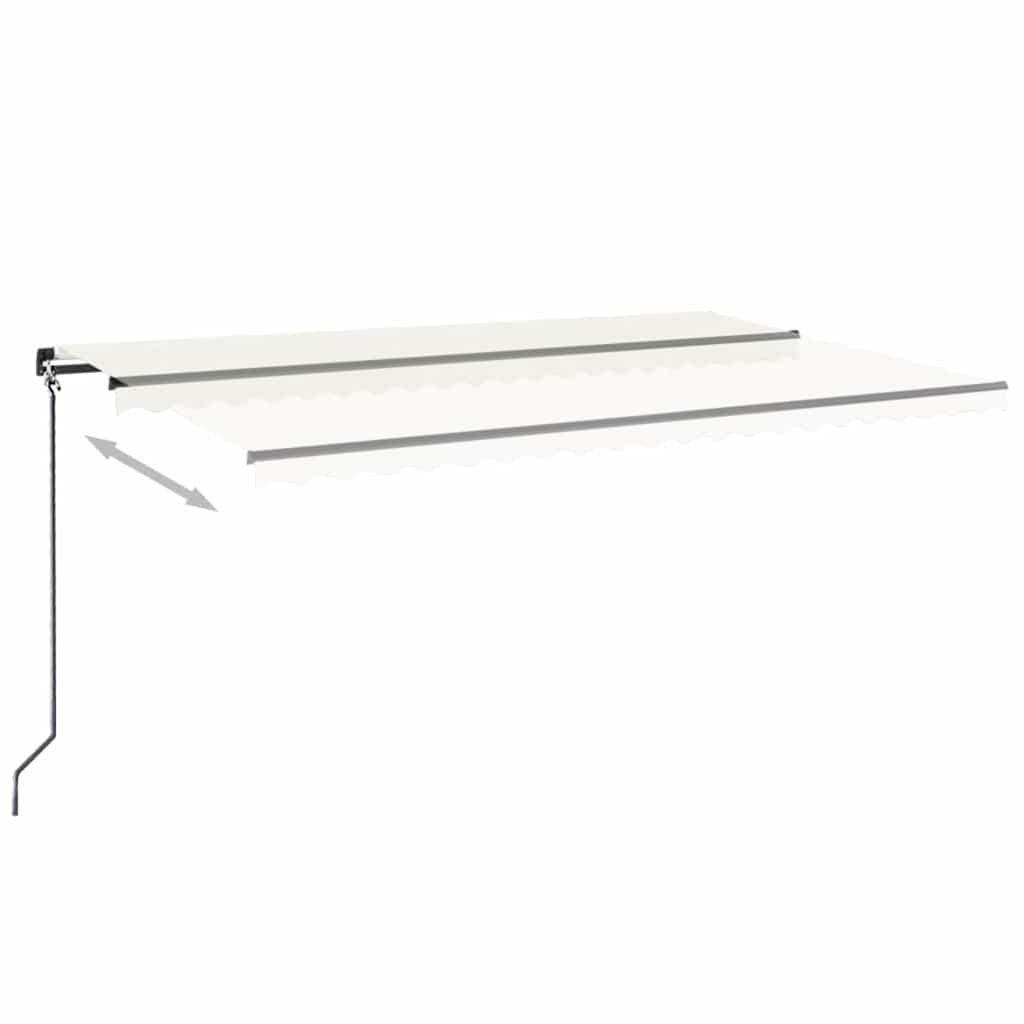 vidaXL Manual Retractable Awning with LED 500x300 cm Cream