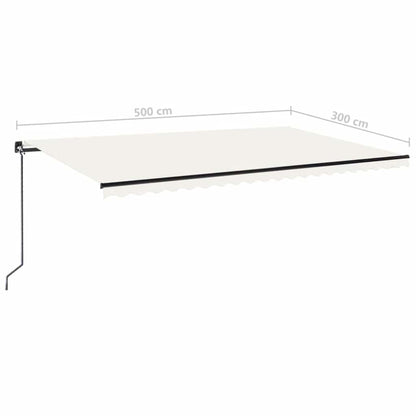 vidaXL Manual Retractable Awning with LED 500x300 cm Cream