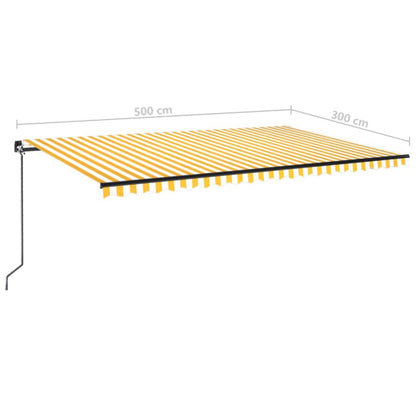vidaXL Manual Retractable Awning with LED 500x300 cm Yellow and White