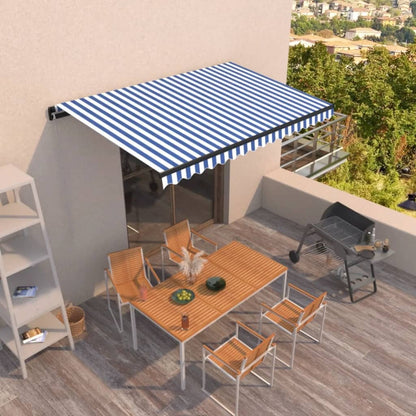 vidaXL Manual Retractable Awning 400x350 cm Blue and White