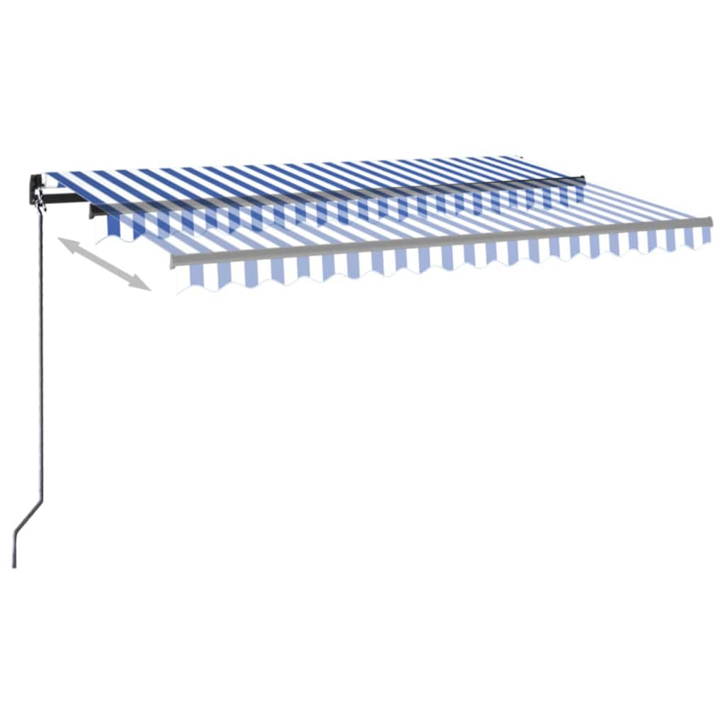 vidaXL Manual Retractable Awning with LED 400x350 cm Blue and White