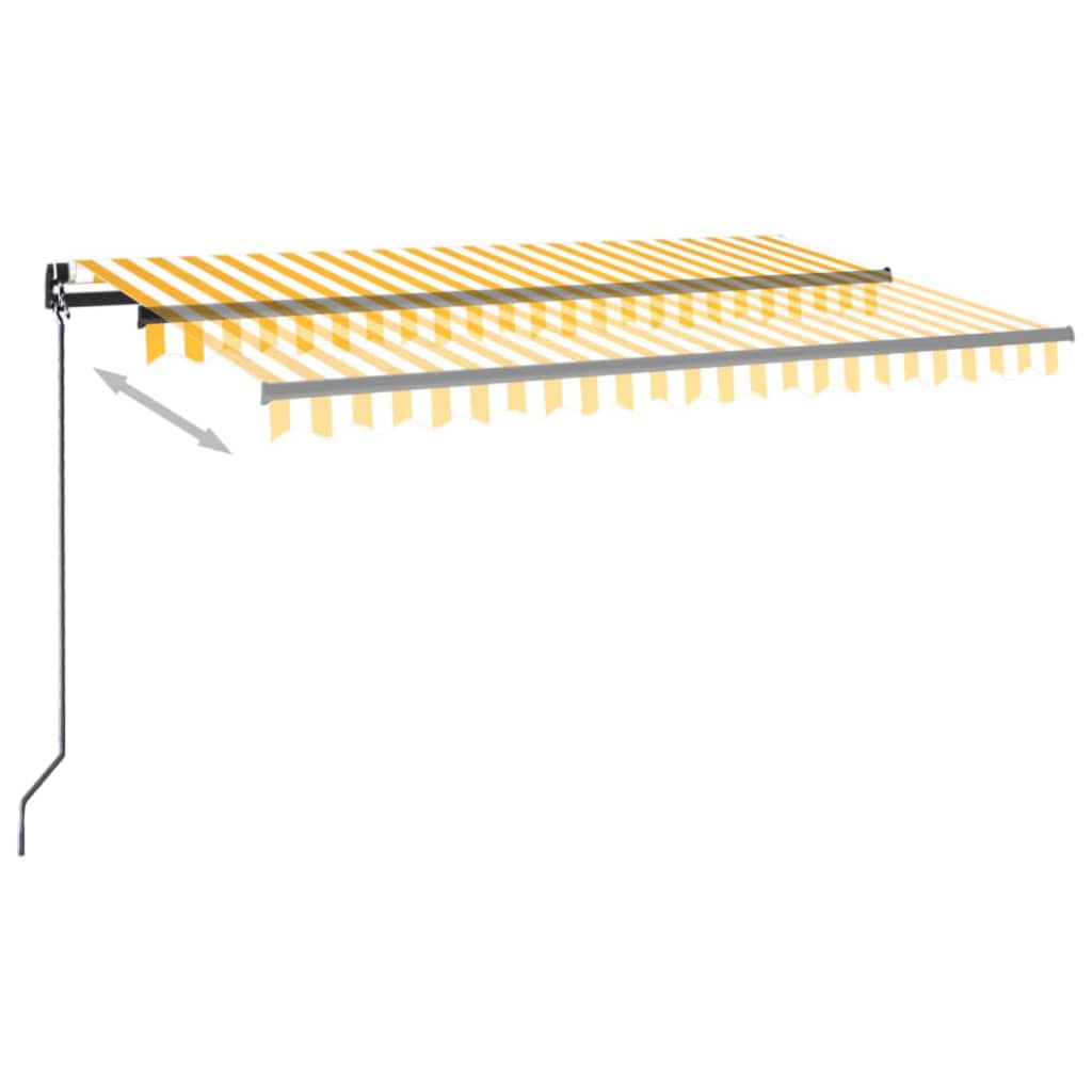 vidaXL Manual Retractable Awning with LED 400x350 cm Yellow and White