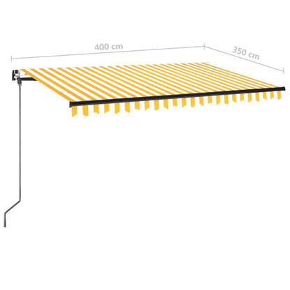 vidaXL Manual Retractable Awning with LED 400x350 cm Yellow and White