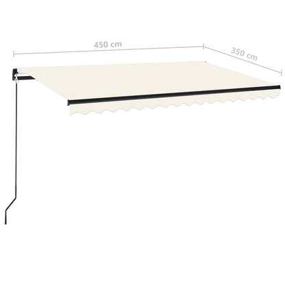 vidaXL Manual Retractable Awning 450x350 cm Cream