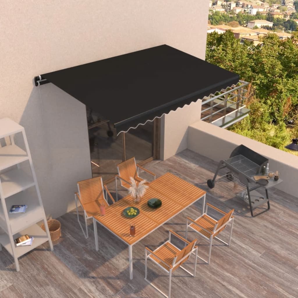 vidaXL Manual Retractable Awning 450x350 cm Anthracite