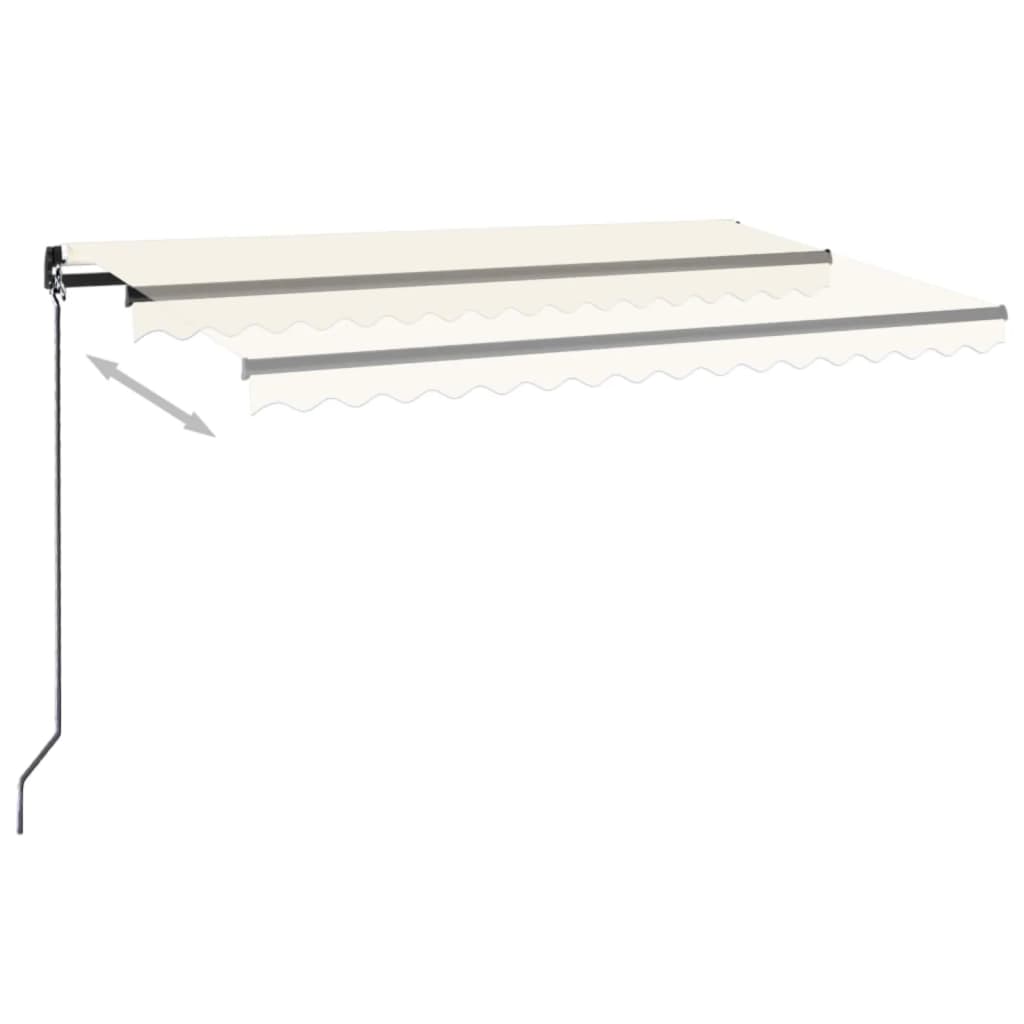 vidaXL Manual Retractable Awning with LED 450x350 cm Cream