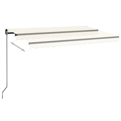 vidaXL Manual Retractable Awning with LED 450x350 cm Cream
