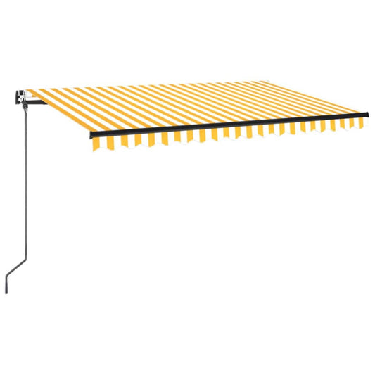vidaXL Manual Retractable Awning with LED 450x350 cm Yellow and White
