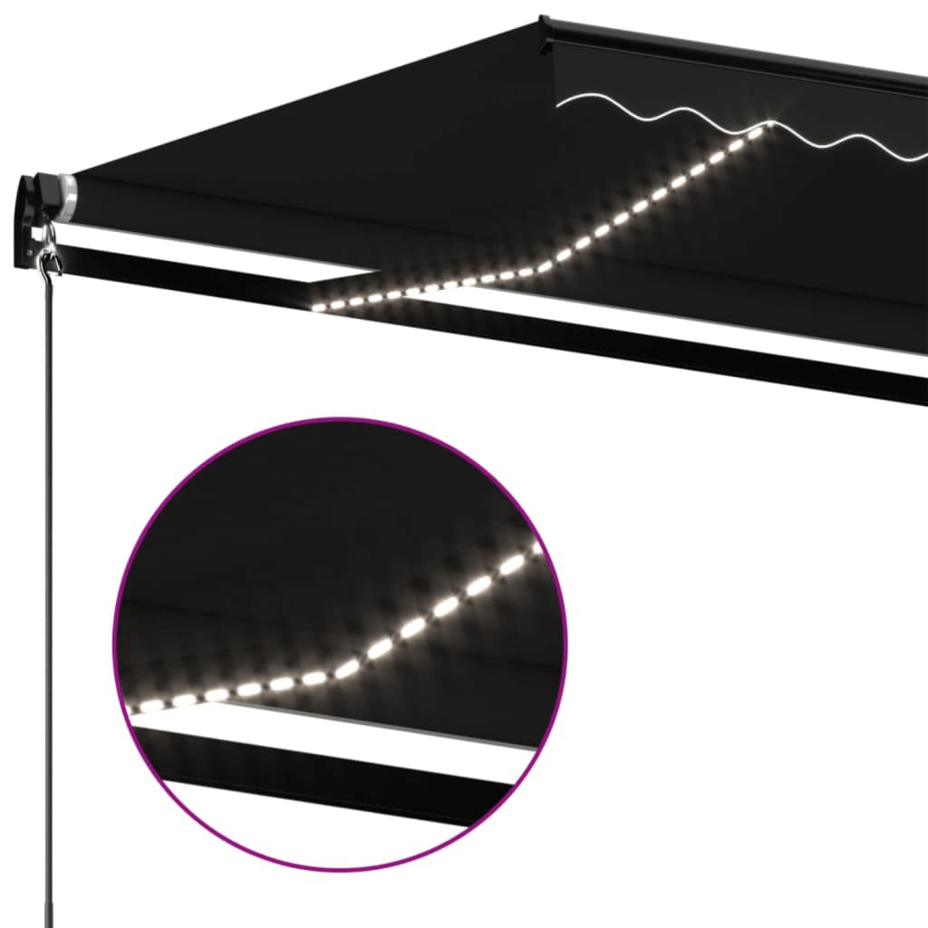 vidaXL Manual Retractable Awning with LED 450x350 cm Anthracite