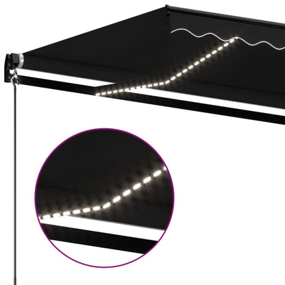 vidaXL Manual Retractable Awning with LED 450x350 cm Anthracite