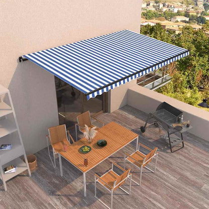 vidaXL Manual Retractable Awning 500x350 cm Blue and White