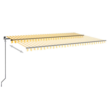 vidaXL Manual Retractable Awning with LED 500x350 cm Yellow and White
