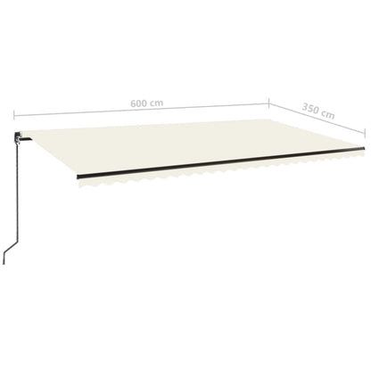 vidaXL Manual Retractable Awning 600x350 cm Cream