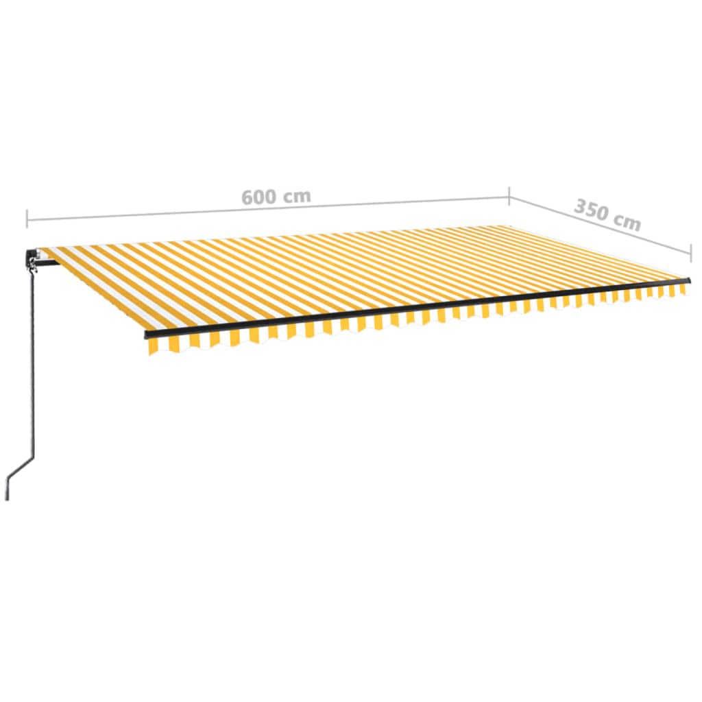 vidaXL Manual Retractable Awning with LED 600x350 cm Yellow and White