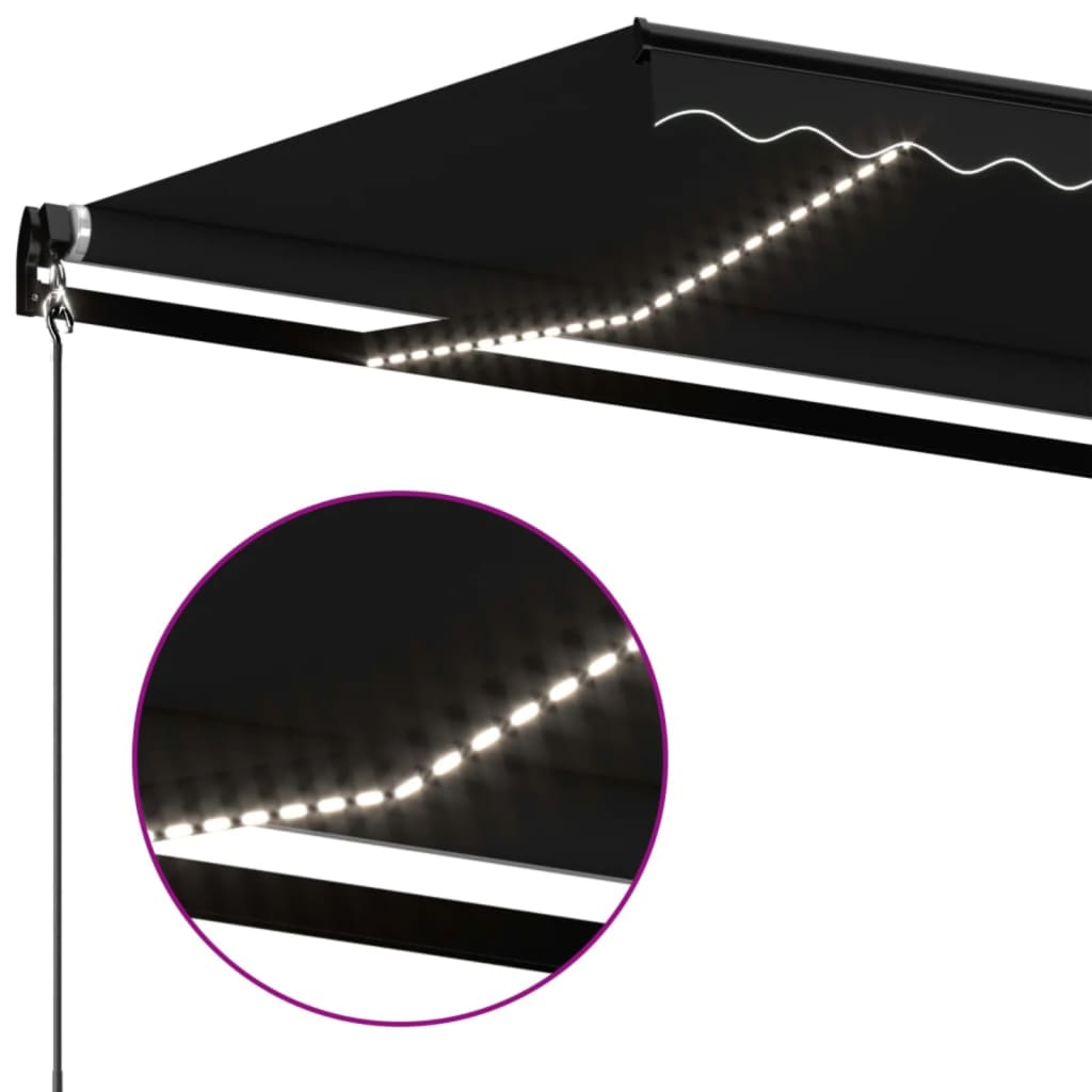 vidaXL Manual Retractable Awning with LED 600x350 cm Anthracite