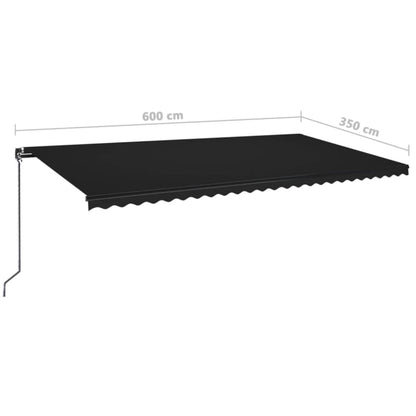 vidaXL Manual Retractable Awning with LED 600x350 cm Anthracite