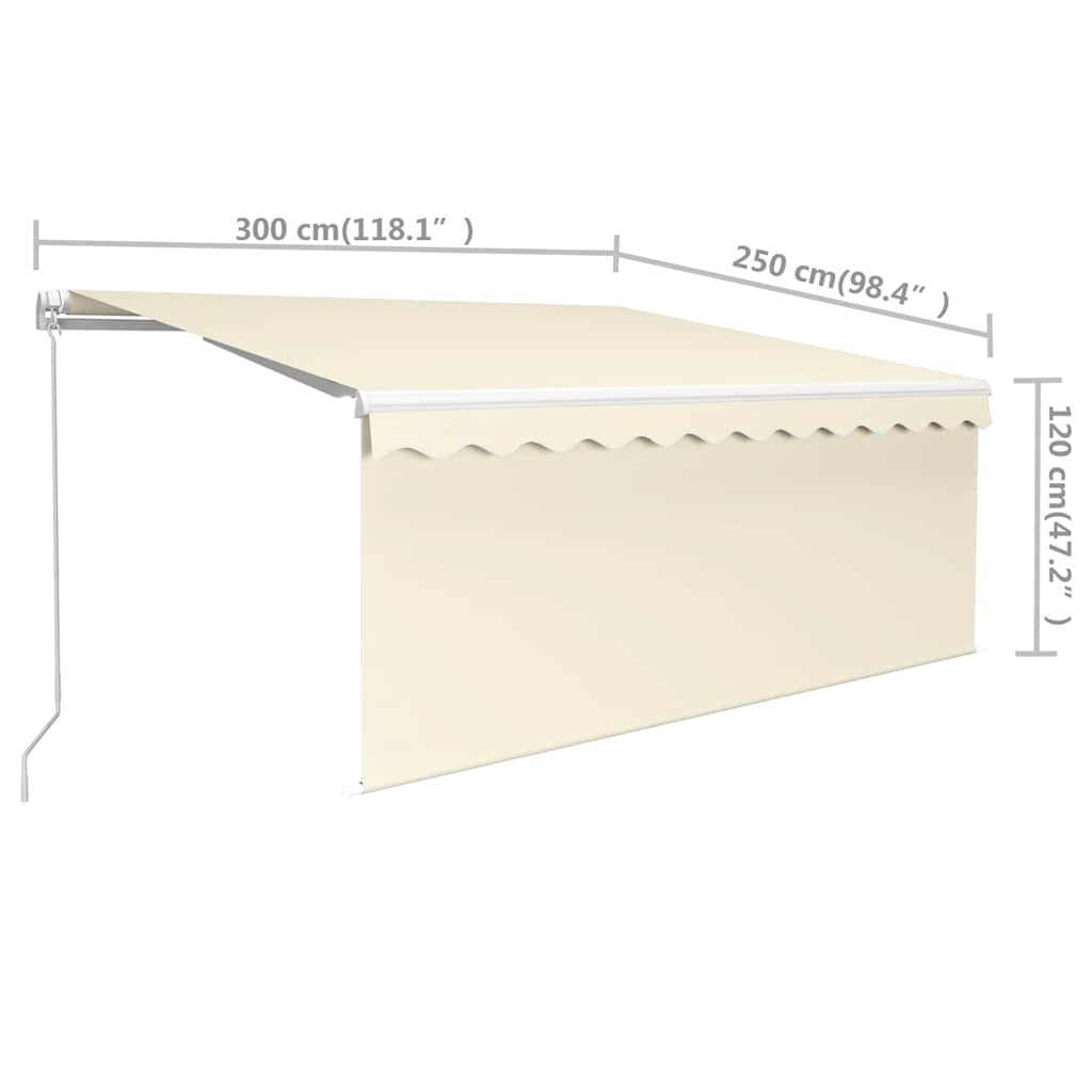 vidaXL Manual Retractable Awning with Blind 3x2.5m Cream