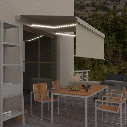 vidaXL Manual Retractable Awning with Blind&LED 3x2.5m Cream