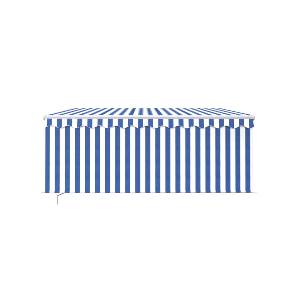 vidaXL Manual Retractable Awning with Blind 3.5x2.5m Blue&White