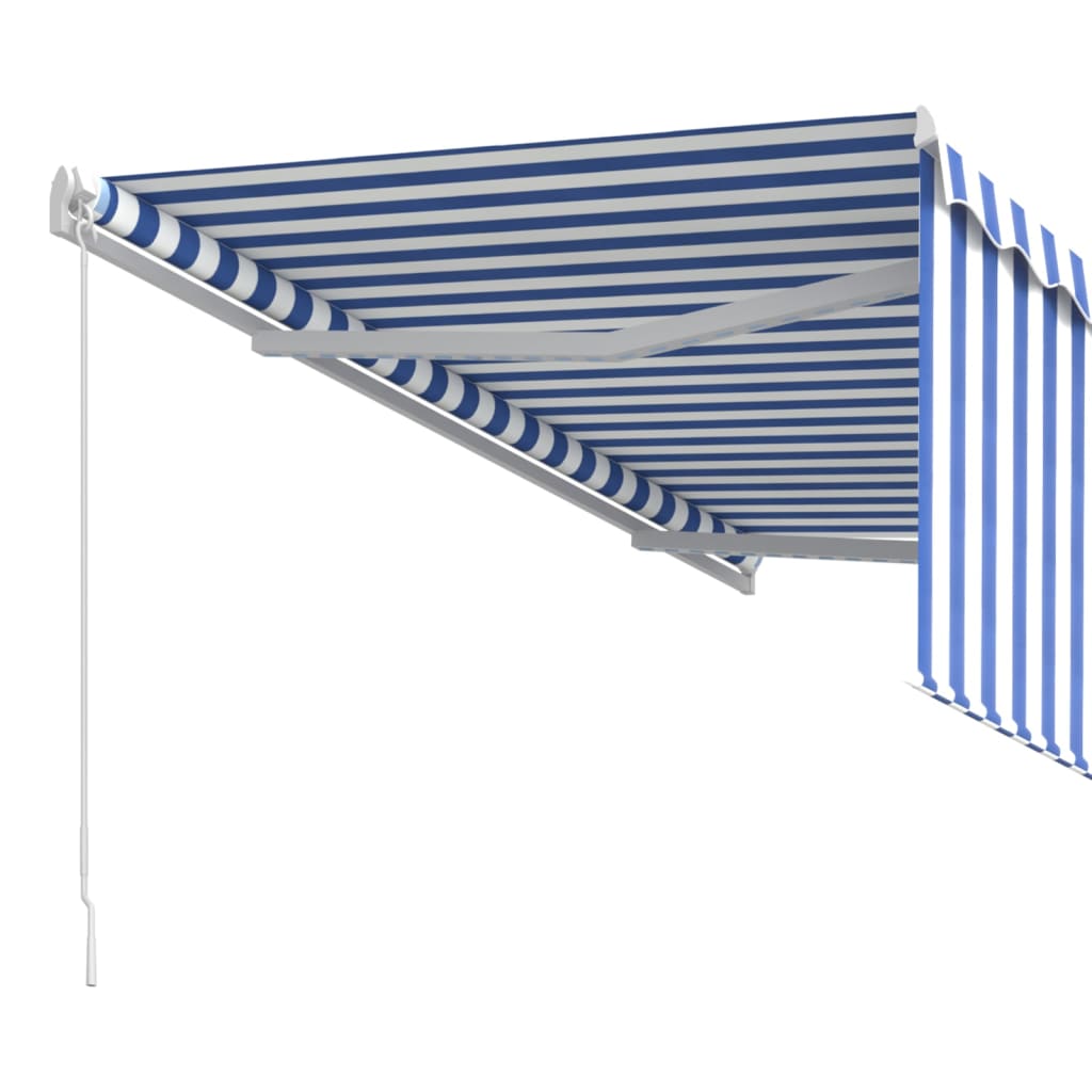 vidaXL Manual Retractable Awning with Blind 3.5x2.5m Blue&White