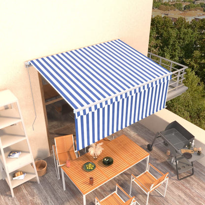 vidaXL Manual Retractable Awning with Blind 3.5x2.5m Blue&White