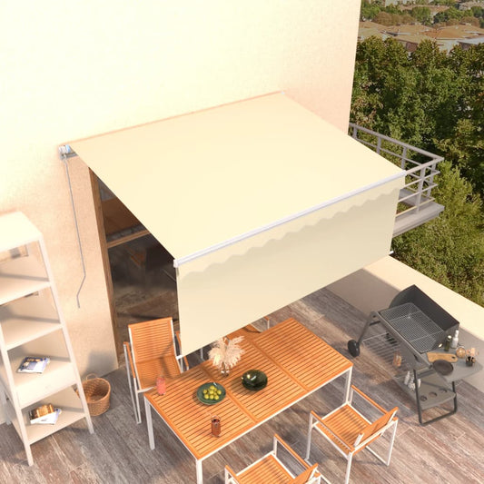 vidaXL Manual Retractable Awning with Blind 3.5x2.5m Cream