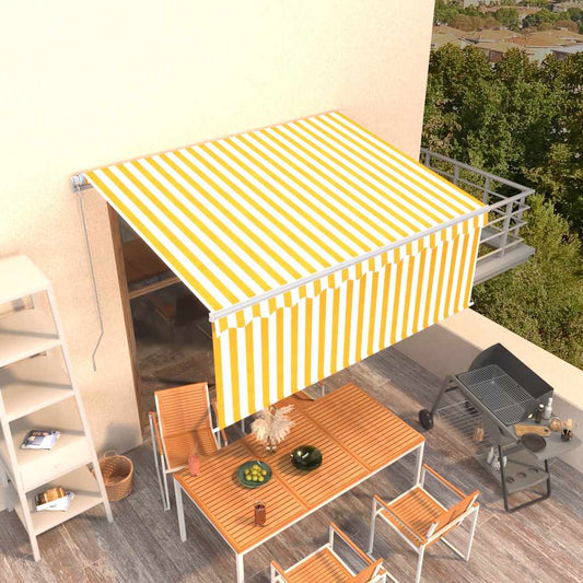 vidaXL Retractable Awning | Yellow and white