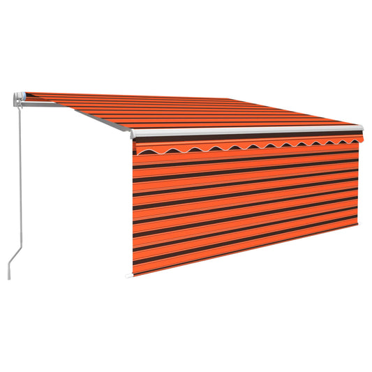 vidaXL Manual Retractable Awning with Blind 3.5x2.5m Orange&Brown