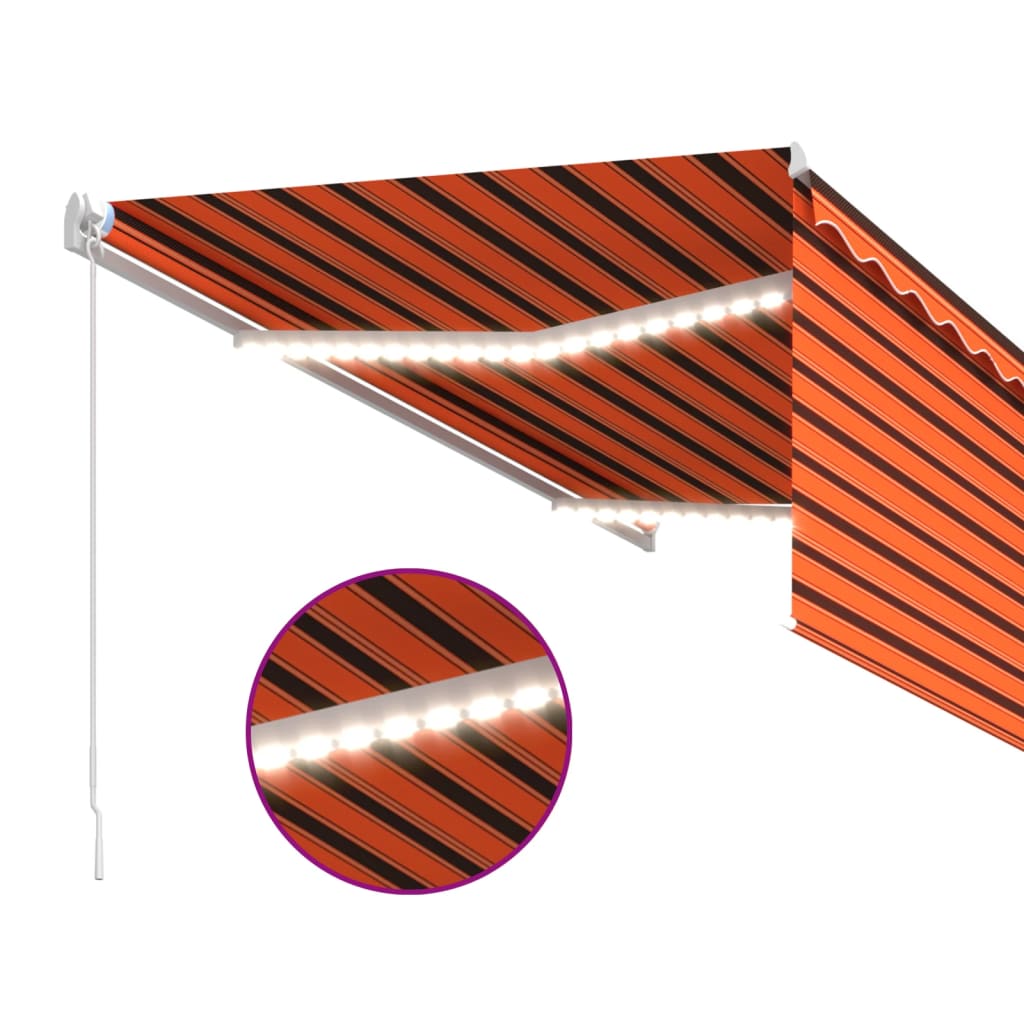 vidaXL Manual Retractable Awning with Blind 3.5x2.5m Orange&Brown