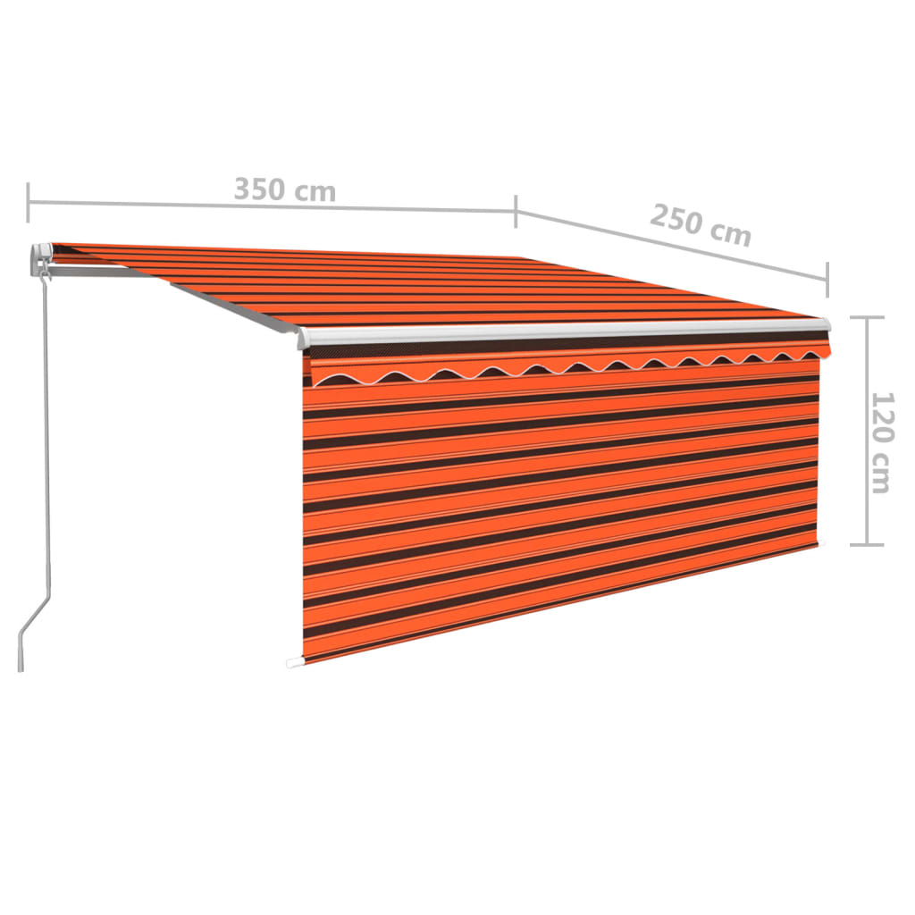 vidaXL Manual Retractable Awning with Blind 3.5x2.5m Orange&Brown