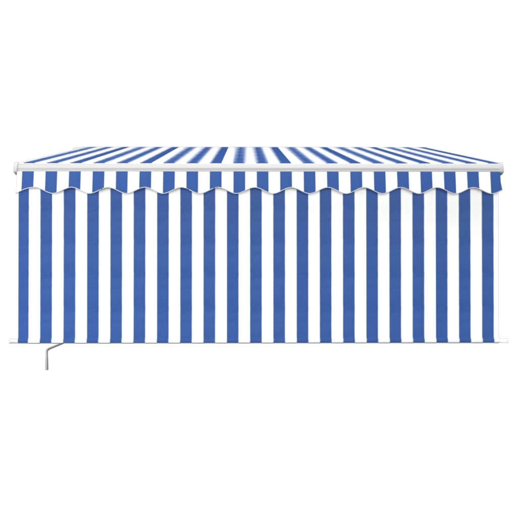 vidaXL Manual Retractable Awning with Blind&LED 3.5x2.5m Blue&White