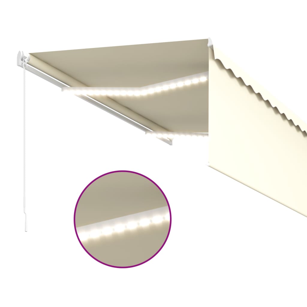 vidaXL Manual Retractable Awning with Blind&LED 3.5x2.5m Cream