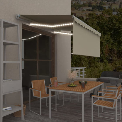 vidaXL Manual Retractable Awning with Blind&LED 3.5x2.5m Cream