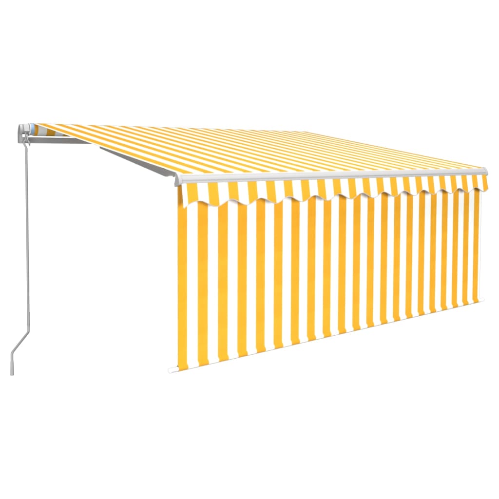 vidaXL Manual Retractable Awning with Blind&LED 3.5x2.5m Yellow&White