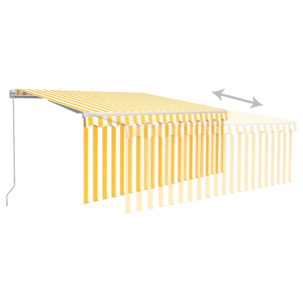 vidaXL Manual Retractable Awning with Blind&LED 3.5x2.5m Yellow&White